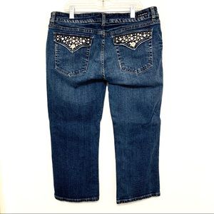 Juniors Size 13 Capri Jeans Medium Wash Bling